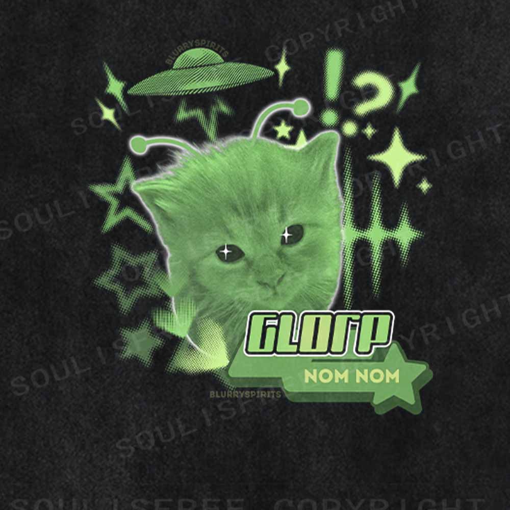 SoulisfreeGlorp Alien Cat Meme Washed Tee