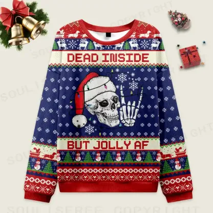 Dead Inside but Jolly AF Ugly Christmas Sweater Ugly Christmas Knit Sweatshirt