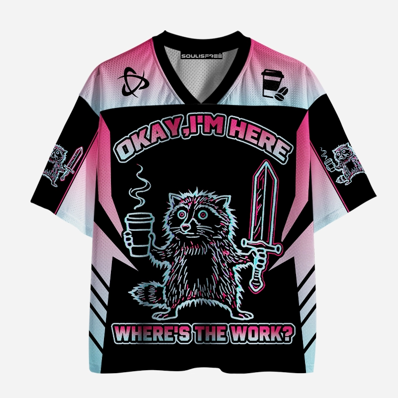 Soulisfree Okay I'm Here Raccoon Warrior Mesh Jersey