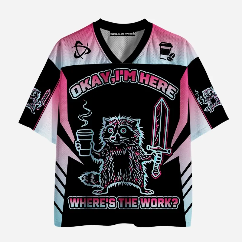 Soulisfree Okay I'm Here Raccoon Warrior Mesh Jersey