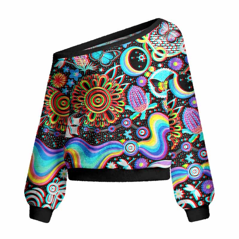 Soulisfree Glitch Cosmic Dream Women's Fuzzy Crewneck Sweater