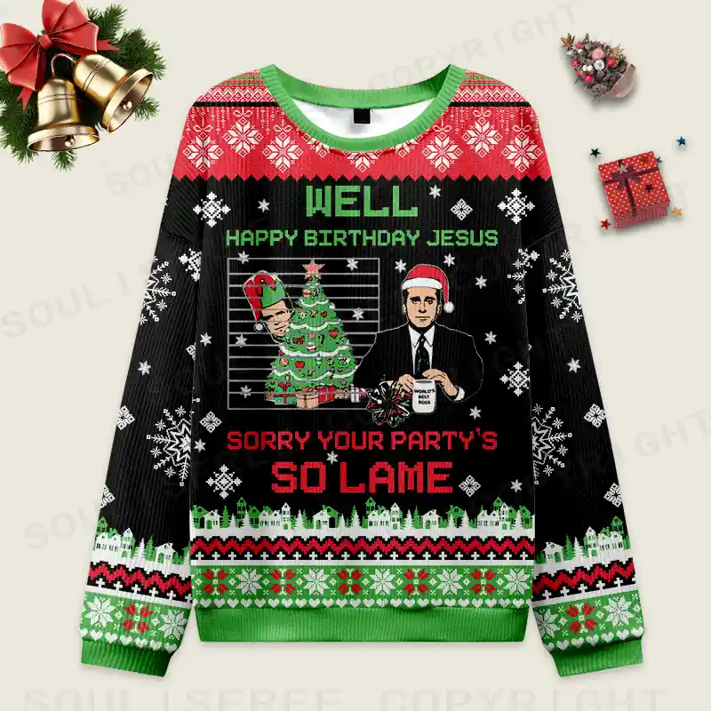 Sorry Your Christmas Party’s So Lame Ugly Christmas Knit Sweatshirt