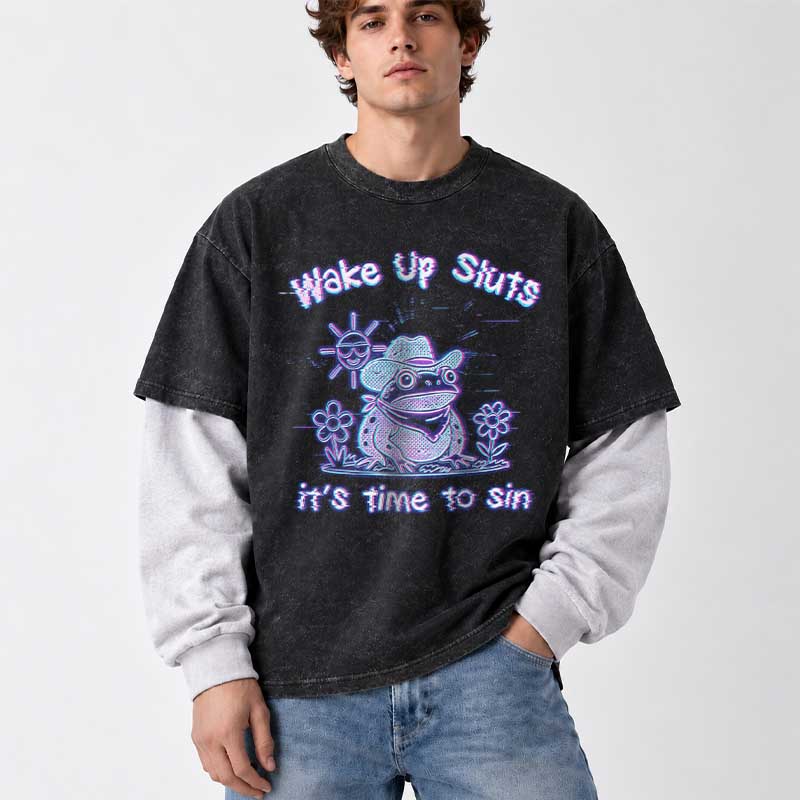 Soulisfree  Wake Up Sluts It's Time To Sin Layered Long Sleeve Tee