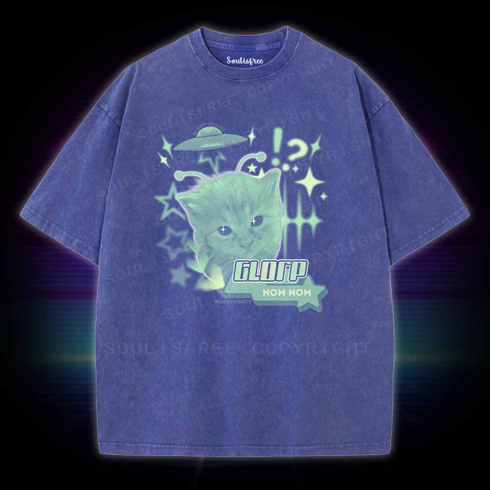 SoulisfreeGlorp Alien Cat Meme Washed Tee
