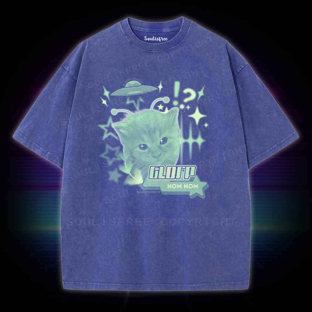 SoulisfreeGlorp Alien Cat Meme Washed Tee
