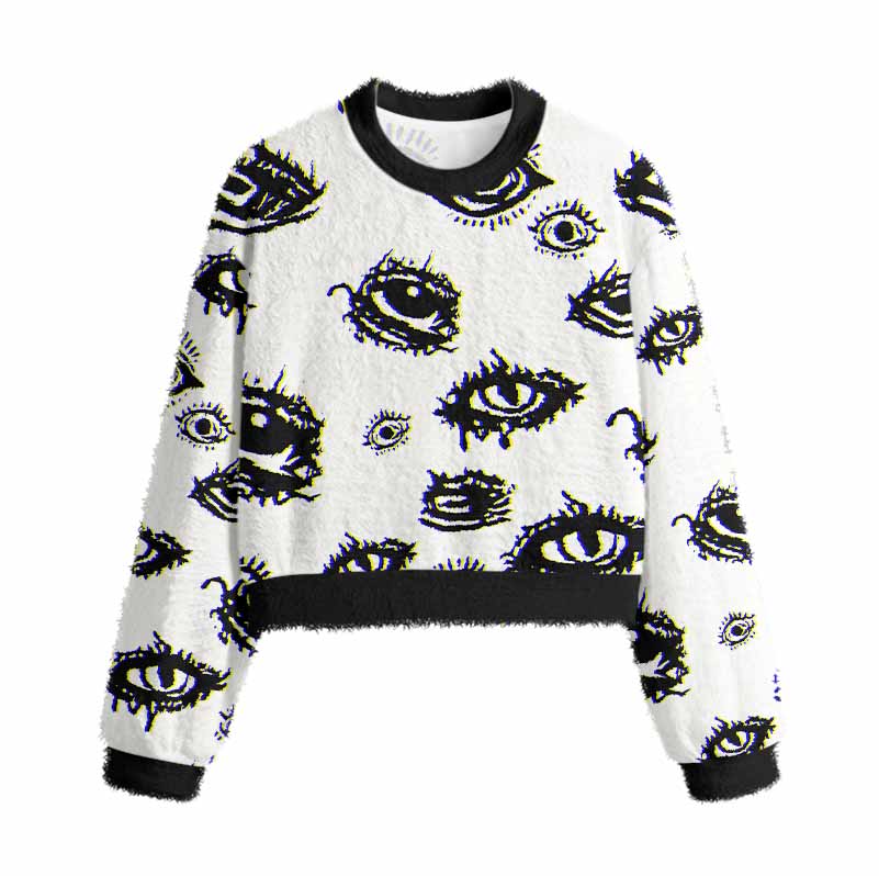 Soulisfree AWAKEN YOUR VISION  Women's Fuzzy Crewneck Sweater