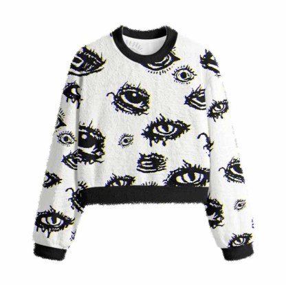 Soulisfree AWAKEN YOUR VISION  Women's Fuzzy Crewneck Sweater