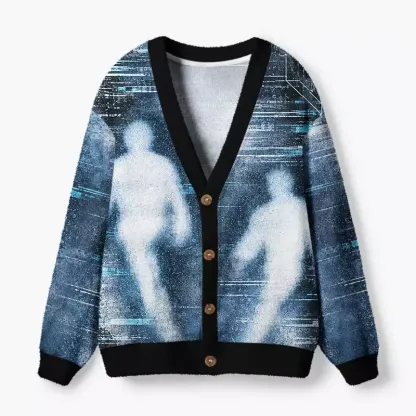 Soulisfree Steel Blue Fuzzy Cardigan Sweater