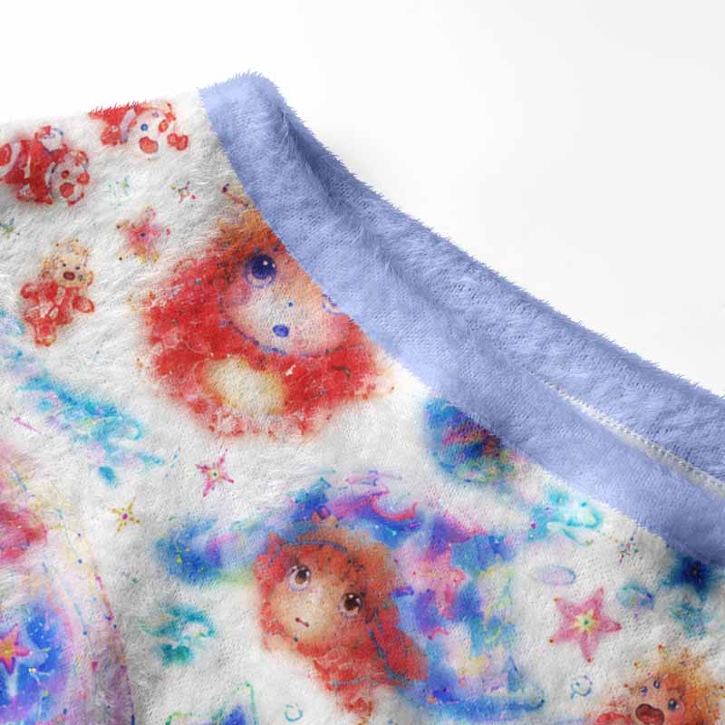 Soulisfree Where Stars Meet The Sea Fuzzy Off-Shoulder Sweater