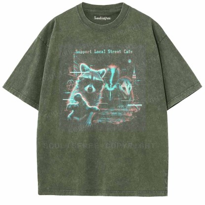 Soulisfree  Support Local Street Cats Washed Tee