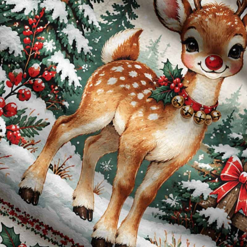 Soulisfree A Reindeer Wearing A Christmas Scarf Fuzzy Cardigan Sweater