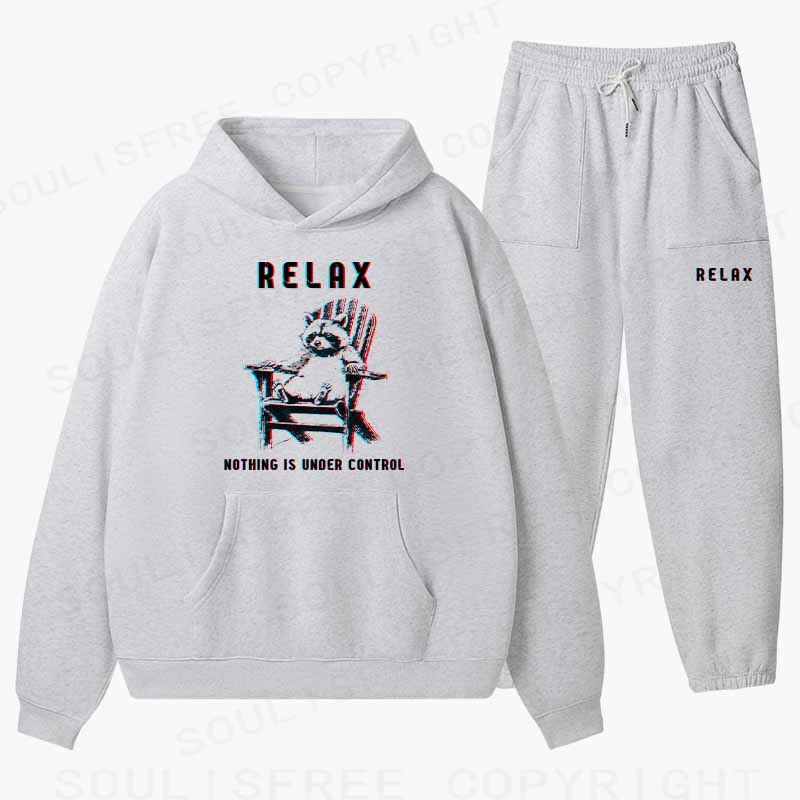 Soulisfree RELAX ,NOTHING IS UNDER CONTROL Cotton Fleece Hoodie Set