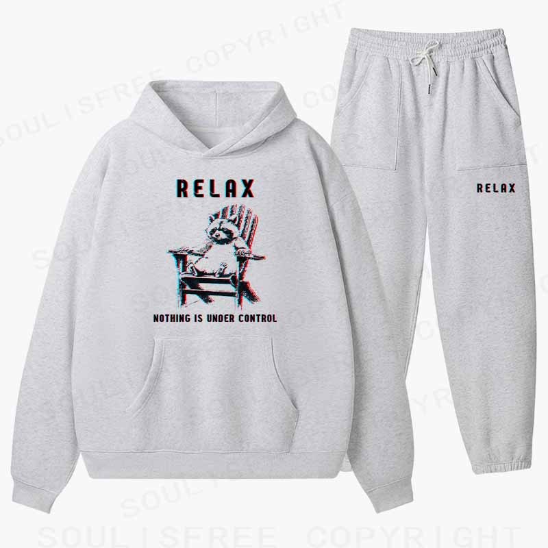 Soulisfree RELAX ,NOTHING IS UNDER CONTROL Cotton Fleece Hoodie Set