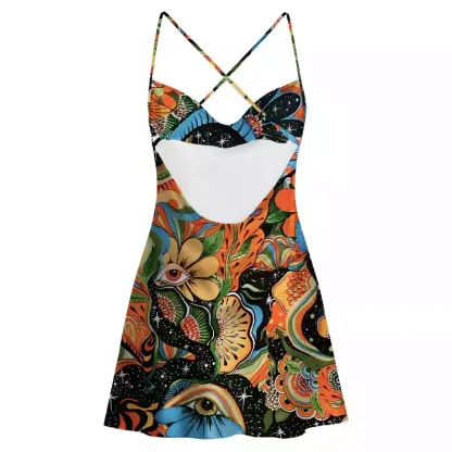 Soulisfree Floral Mirage Satin Mini Dress