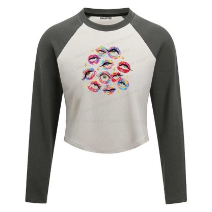 Soulisfree Eyes Everywhere Raglan Crop Tee