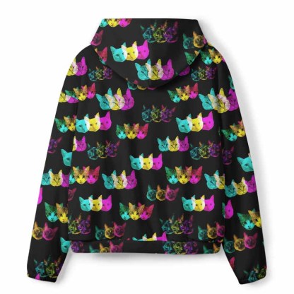 Soulisfree Glitch Art Neon Cat All-Over Print Hoodie