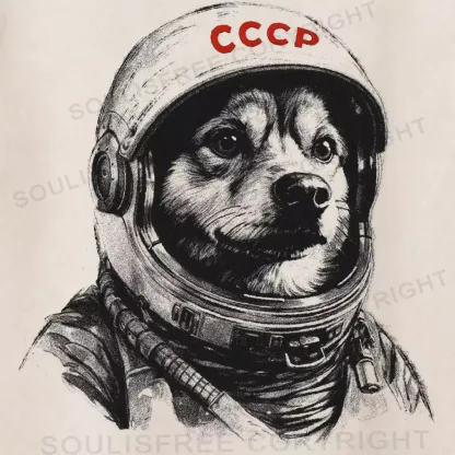 Astronaut dog Laika Washed Space T-shirt