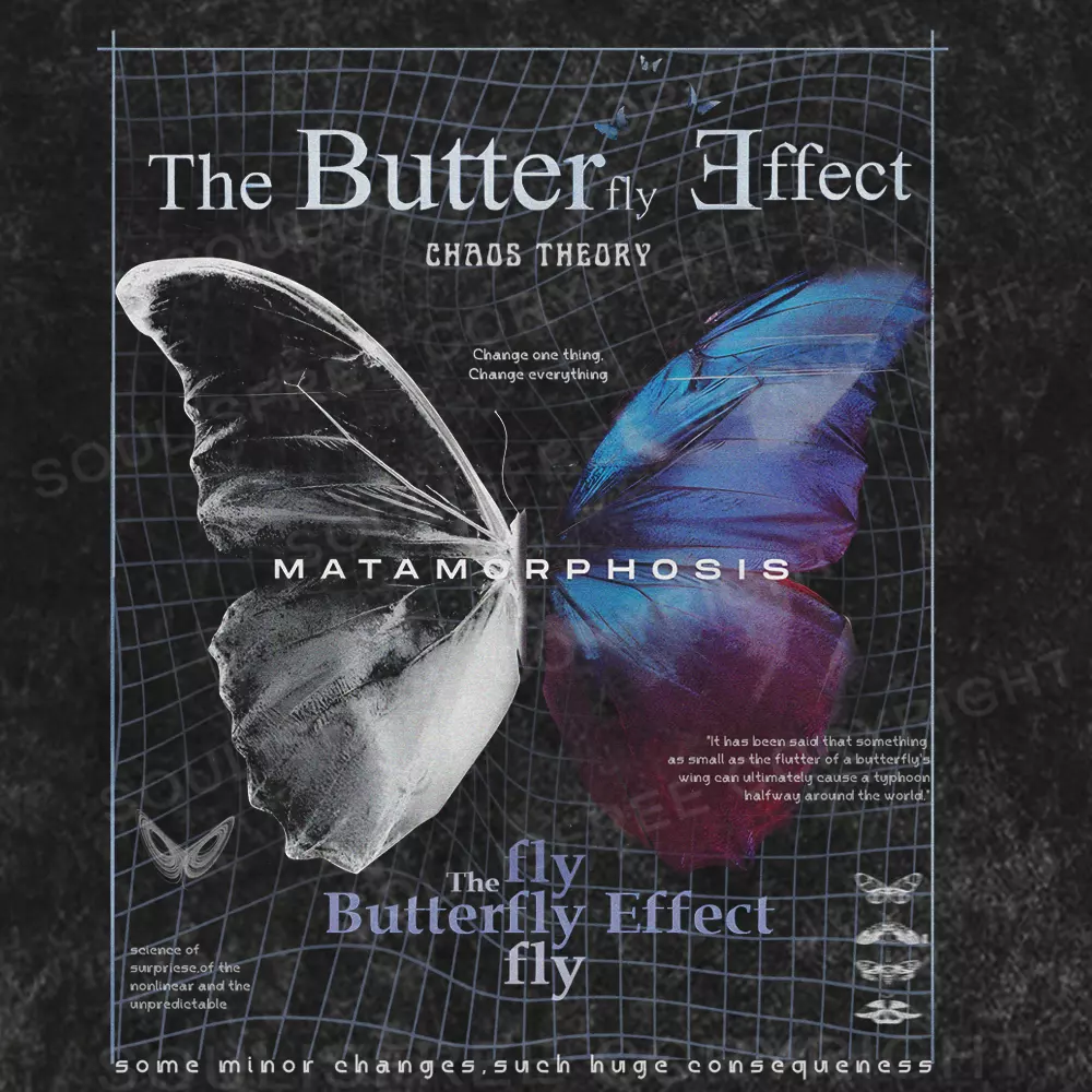 The Butter Fly Effect Chaos Theory Washed T-shirt