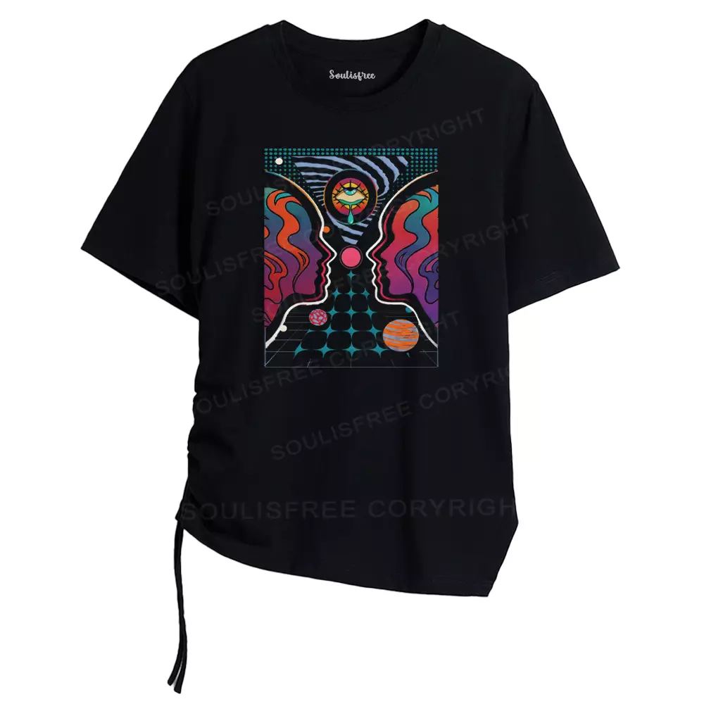 Look Within Asymmetrical Top With Side Drawstring