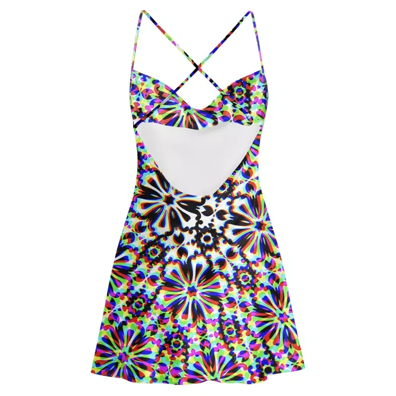 Soulisfree  Chaos Flower Cowl Neck Satin Mini Dress