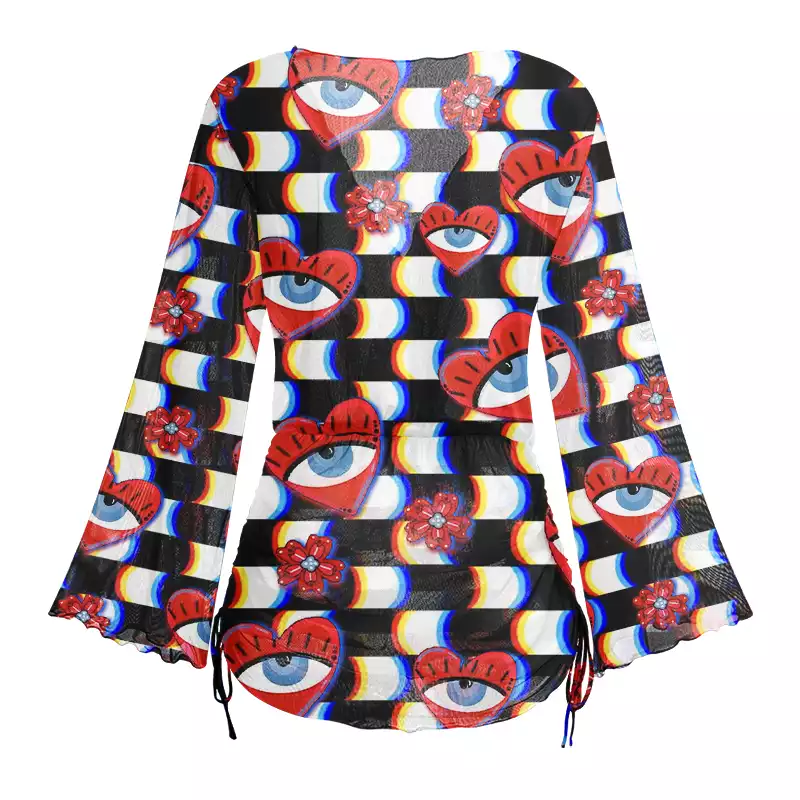 Soulisfree  Heart Vision Sheer Mesh Cover Up