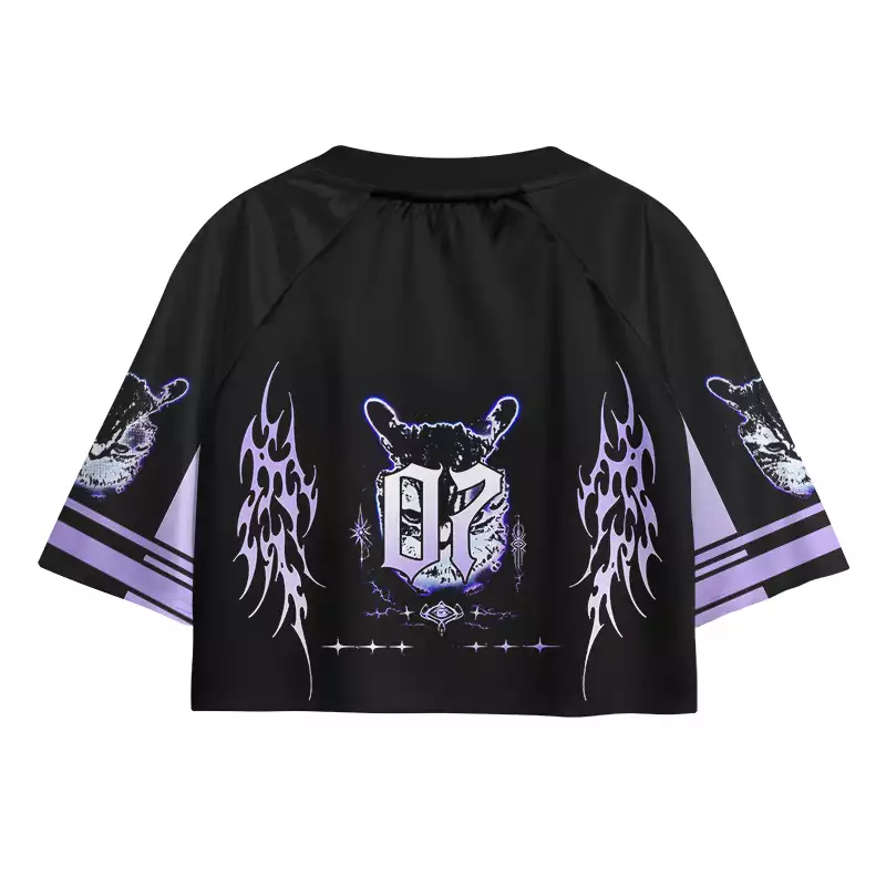 Soulisfree Purple Tribal Cat Cropped Jersey