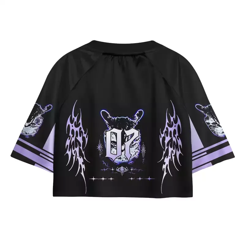 Soulisfree Purple Tribal Cat Cropped Jersey