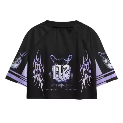 Soulisfree Purple Tribal Cat Cropped Jersey