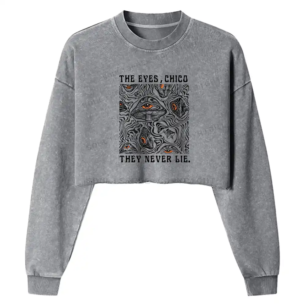 Mushroom Eyes, Infinite Truth Washed Cropped Sweatshirt