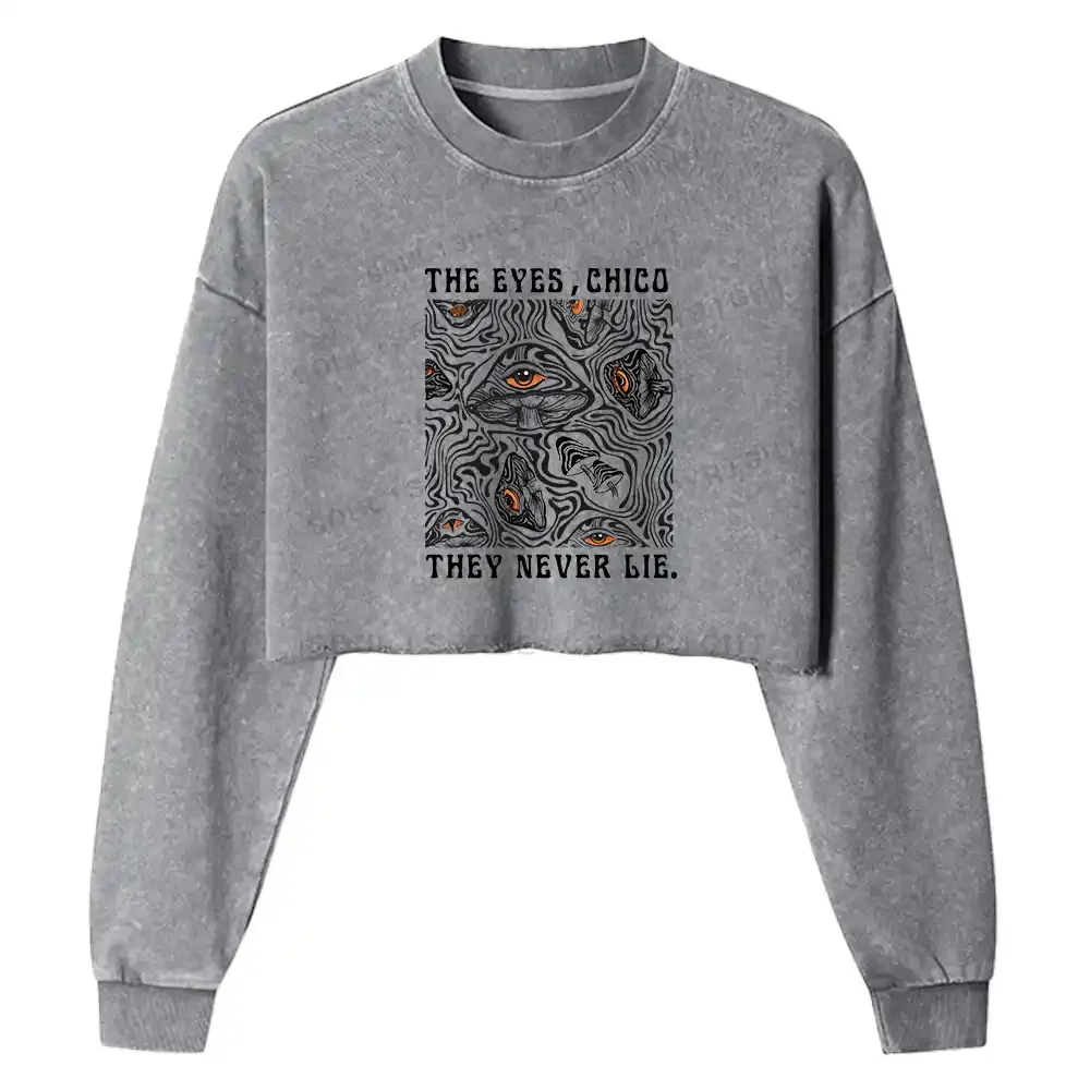 Mushroom Eyes, Infinite Truth Washed Cropped Sweatshirt