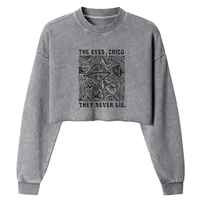 Mushroom Eyes, Infinite Truth Washed Cropped Sweatshirt