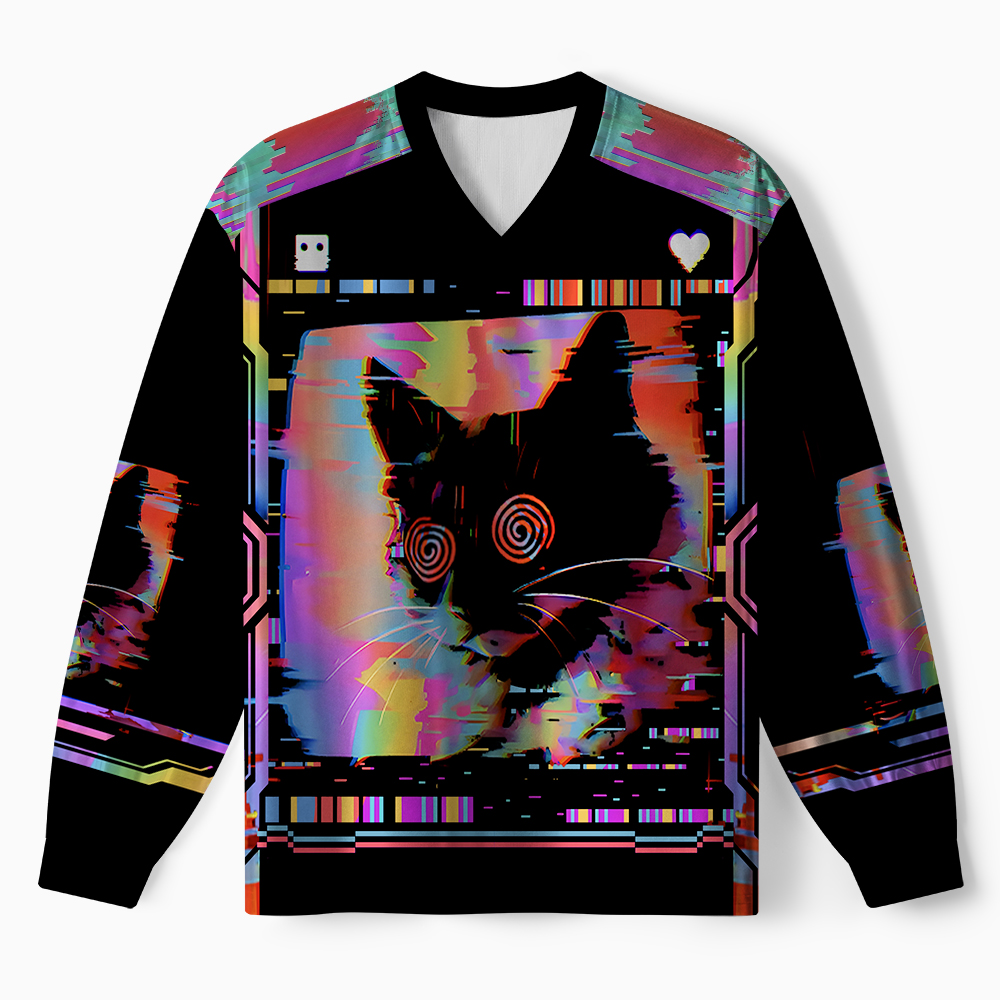 Glitchy Cat Vibes Mesh Jersey