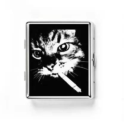 Soulisfree Stylish Feline Vibe Metal Pocket Case