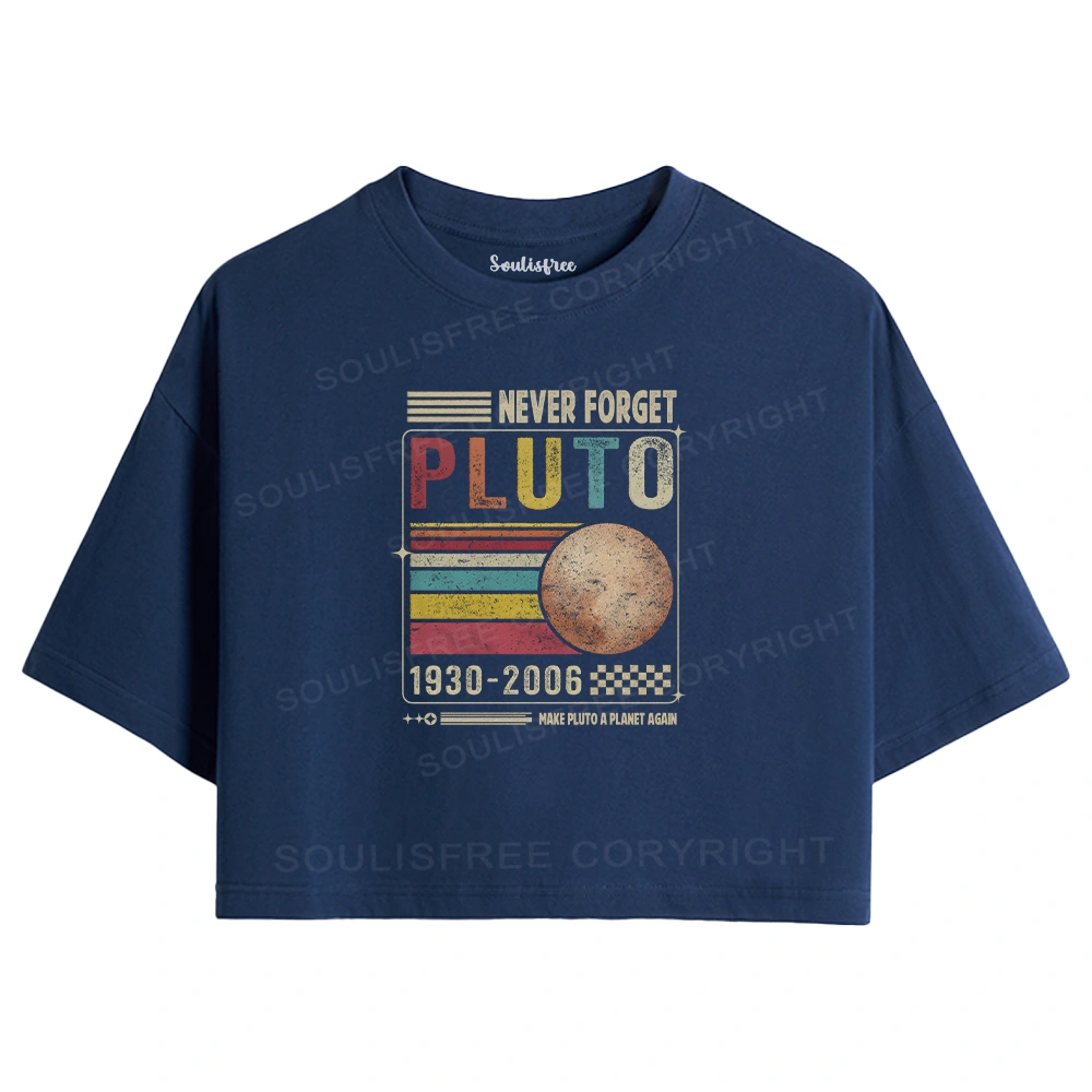 Never Forget Pluto Washed Space T-shirt Crop Top
