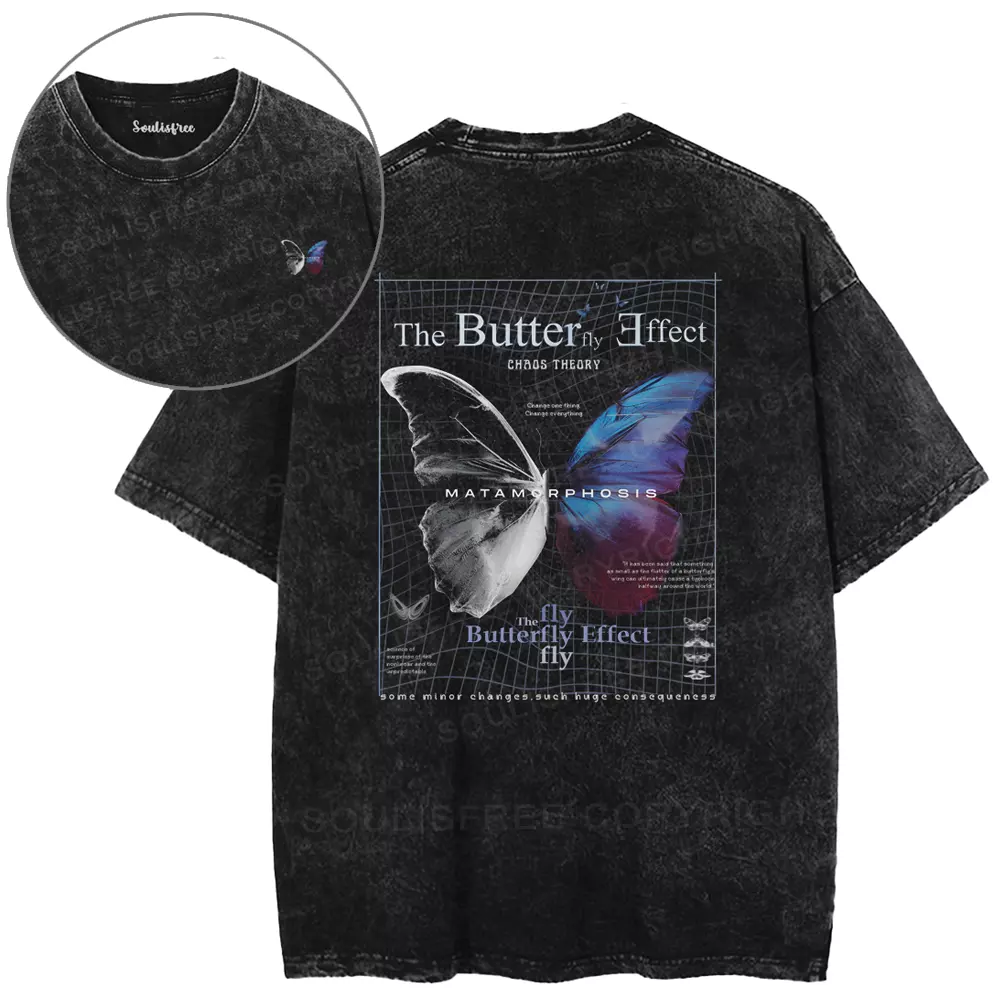 The Butter Fly Effect Chaos Theory Washed T-shirt