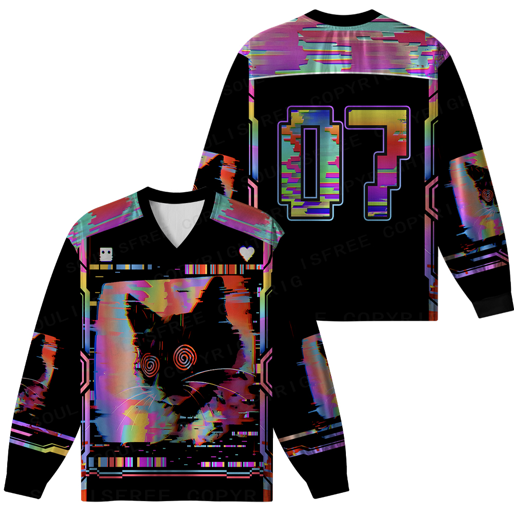 Glitchy Cat Vibes Mesh Jersey