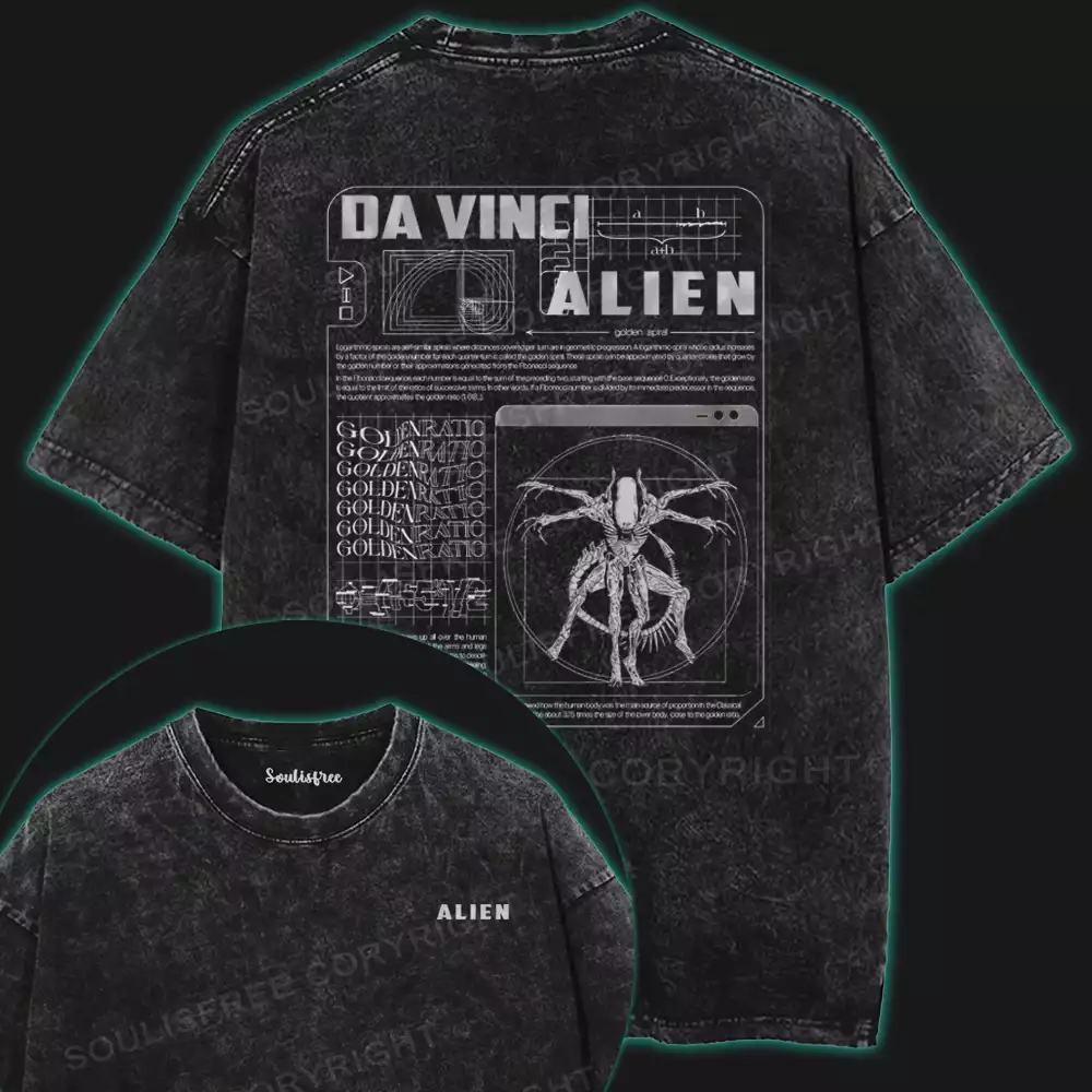 Da Vinci Alien Washed T-shirt