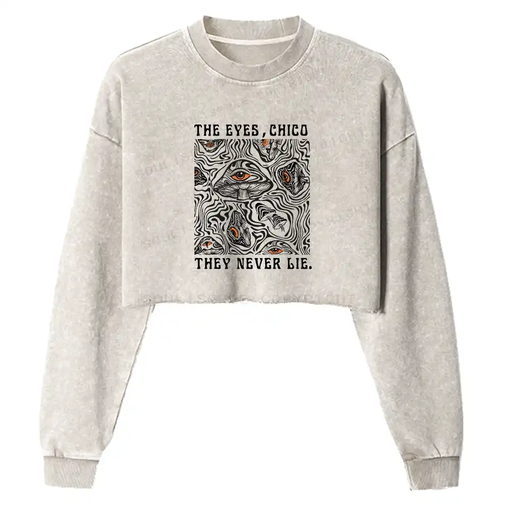 Mushroom Eyes, Infinite Truth Washed Cropped Sweatshirt