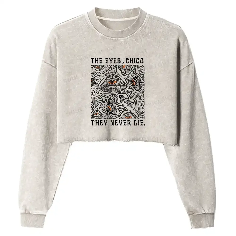 Mushroom Eyes, Infinite Truth Washed Cropped Sweatshirt