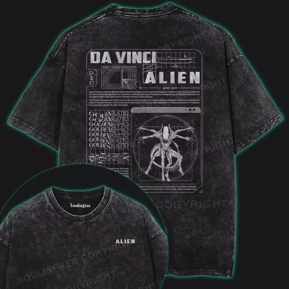 Da Vinci Alien Washed T-shirt
