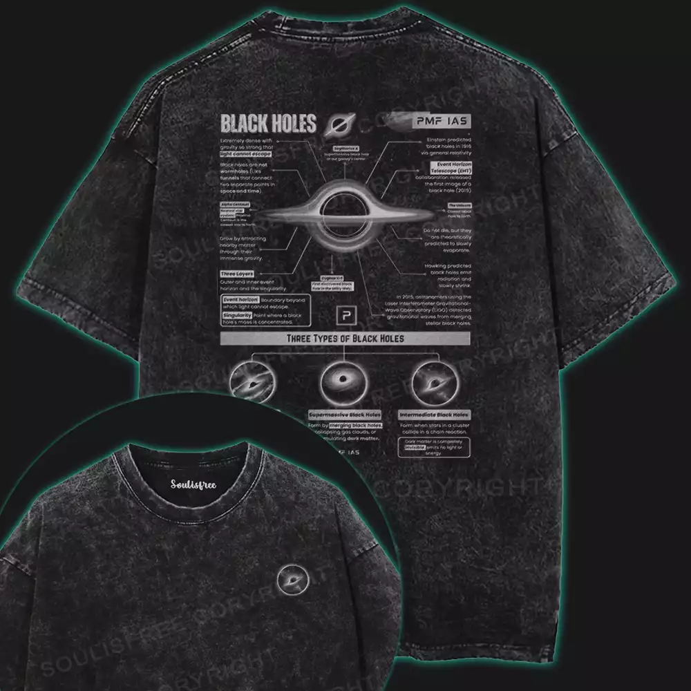 TYPES OF BLACK HOLES Washed Space T-shirt