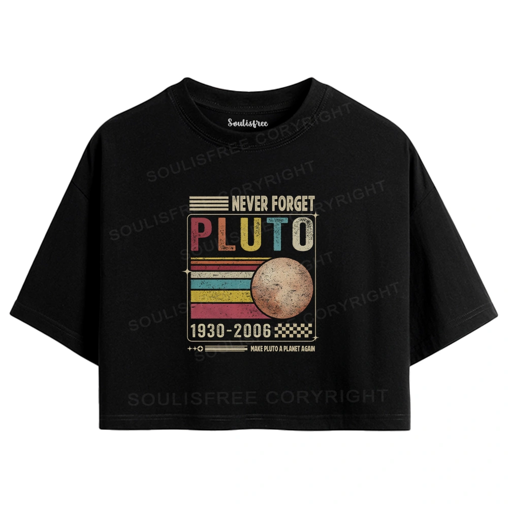 Never Forget Pluto Washed Space T-shirt Crop Top