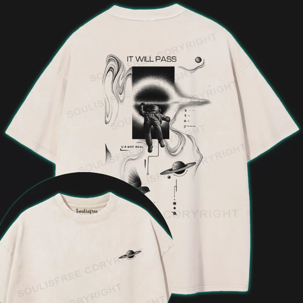 IT WILL PASS Washed Space T-shirt