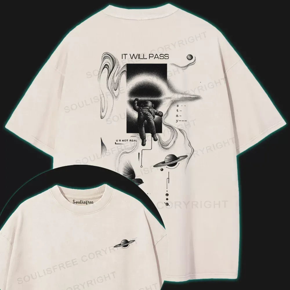 IT WILL PASS Washed Space T-shirt