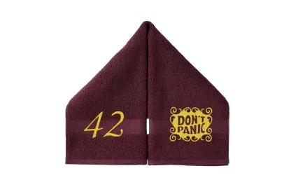 DON'T PANIC Embroidered Hand Towel