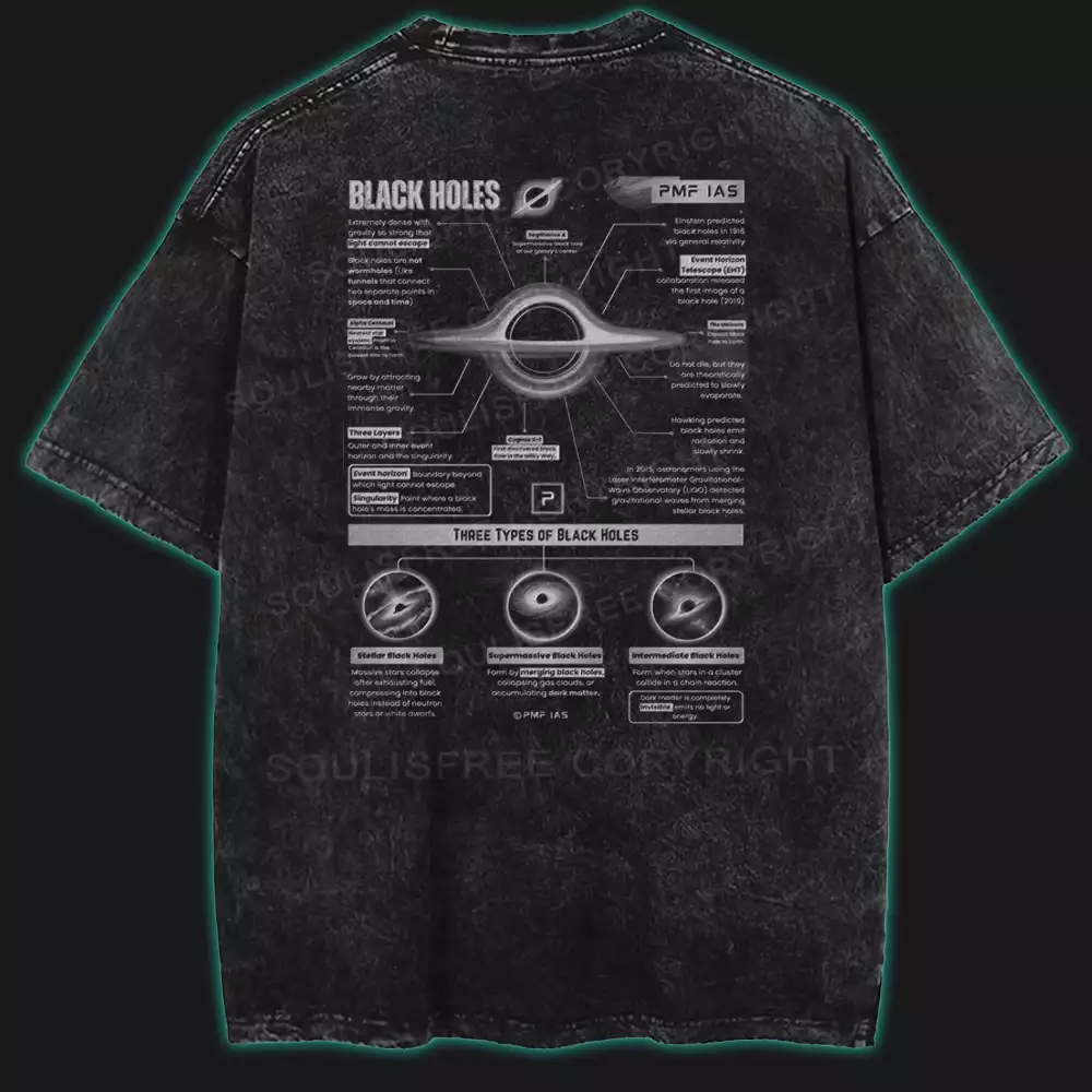 TYPES OF BLACK HOLES Washed Space T-shirt