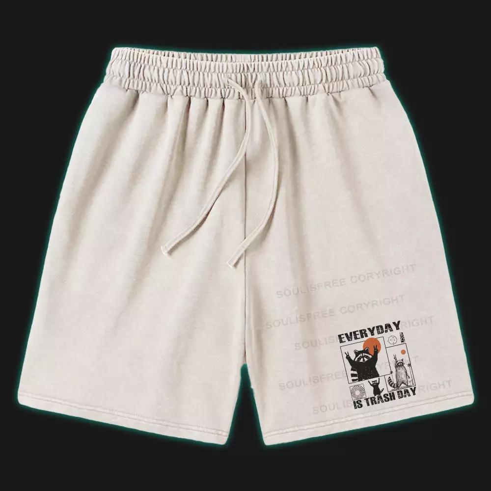 Everyday Is Trash Day Washed Shorts