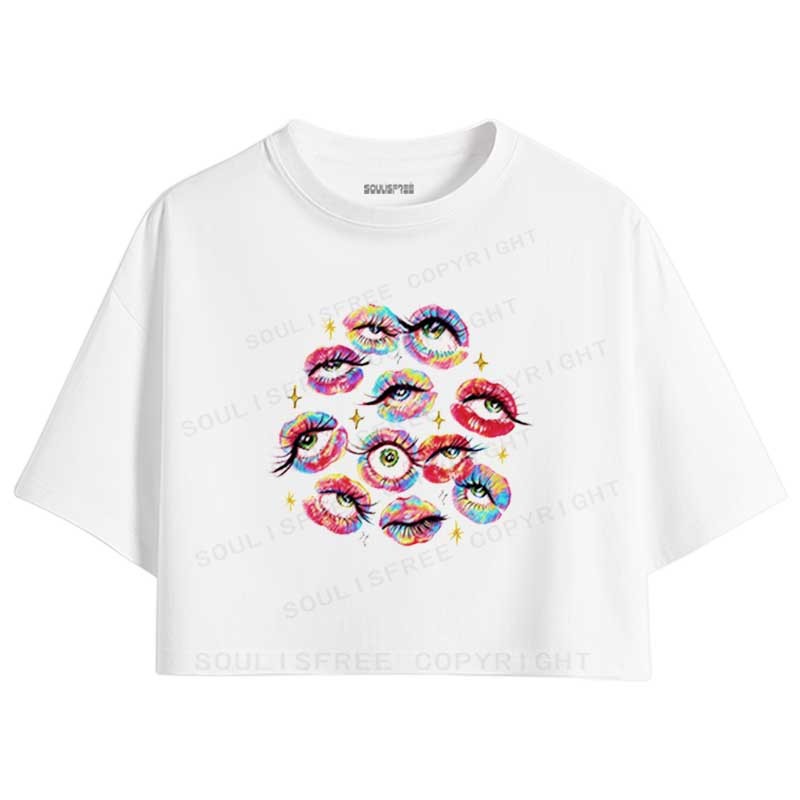 Designed Soulisfree Eyes Everywhere Crop Tee