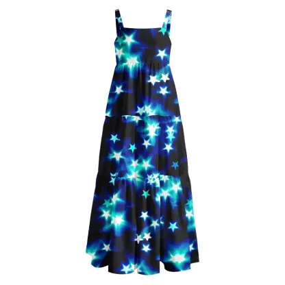 Soulisfree Neon Night Sky Boho Maxi Dress