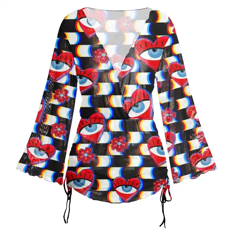Soulisfree Heart Vision Sheer Mesh Cover Up
